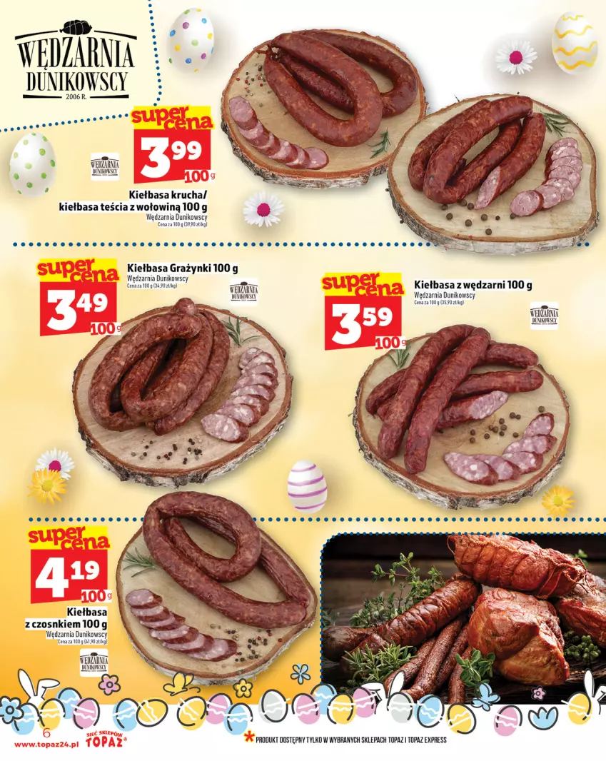 Gazetka promocyjna Topaz - Gazetka - ważna 17.04 do 23.04.2025 - strona 16 - produkty: Gra, Kiełbasa, Kiełbasa krucha, Top