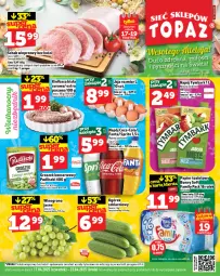 Gazetka promocyjna Topaz - Gazetka - Gazetka - ważna od 23.04 do 23.04.2025 - strona 1 - produkty: Ser, Papier, Jaja, Ogórek, Coca-Cola, Papier toaletowy, Schab wieprzowy, Tymbark, Fanta, Kiełbasa biała, Pudliszki, Wino, Waga, Sprite, Napój, Kiełbasa, Heinz, Groszek, Fa