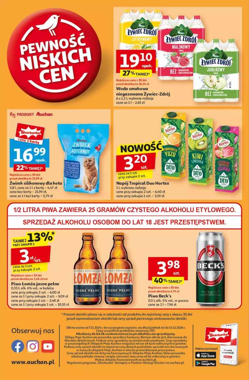 Gazetka promocyjna Auchan - Pewność Niskich Cen Moje - ważna 07.11 do 13.11.2024 - strona 10 - produkty: Gra, Hortex, Napój, Piwa, Piwo, Ser, Tera, Tropical, Woda