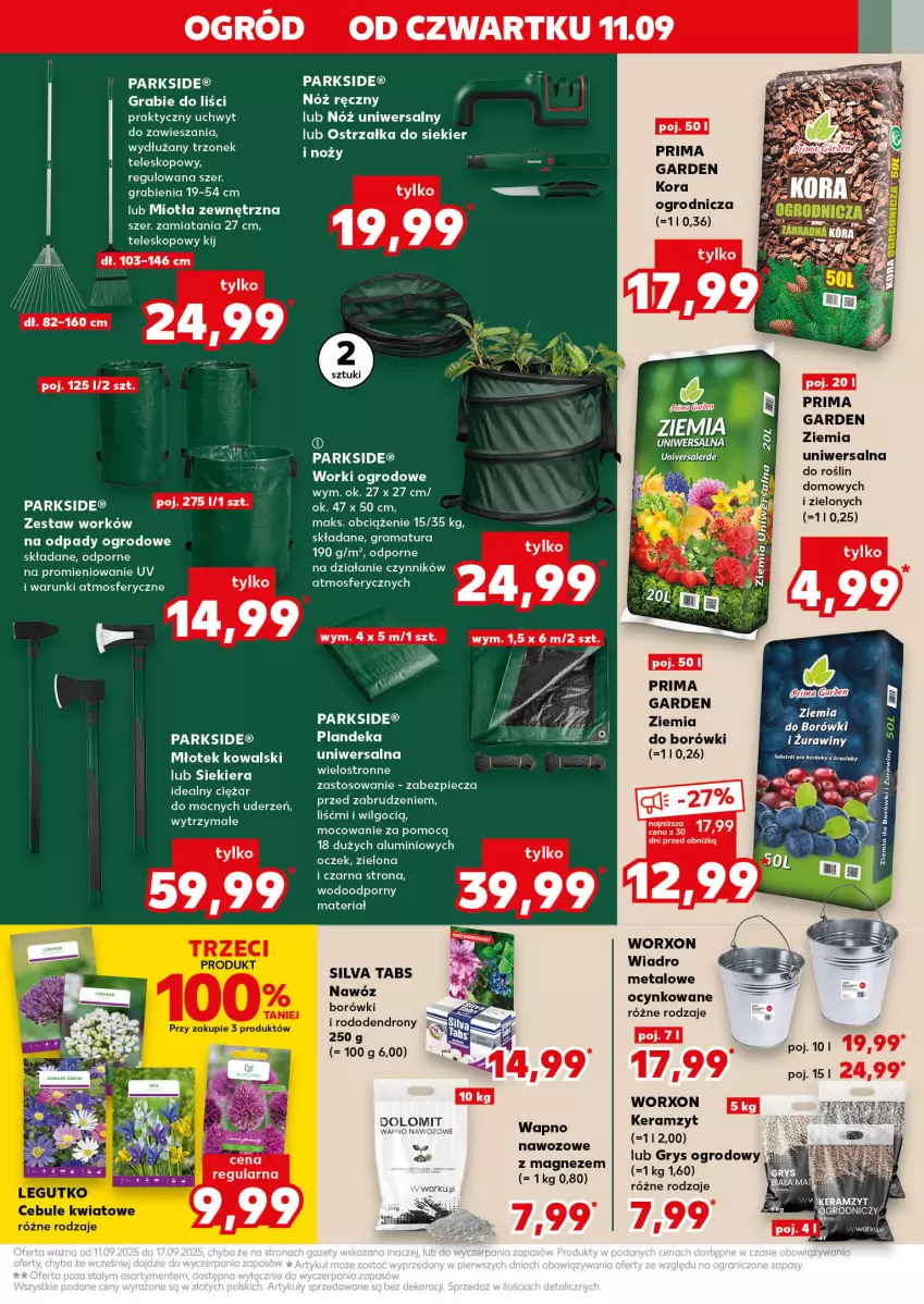 Gazetka promocyjna Kaufland - Kaufland - ważna 11.09 do 17.09.2025 - strona 11 - produkty: Cynk, Gra, Gry, Keramzyt, LG, Magnez, Miotła, Młot, Młotek, Nawóz, Nóż uniwersalny, Ogród, Parkside, Piec, Por, Prima, Rama, Teleskop, Wiadro