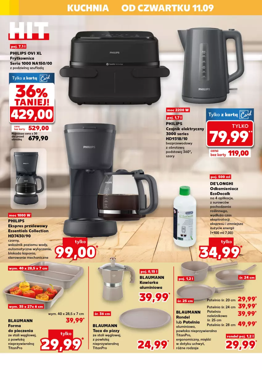 Gazetka promocyjna Kaufland - Kaufland - ważna 11.09 do 17.09.2025 - strona 14 - produkty: Czajnik, Czajnik elektryczny, Ekspres przelewowy, Forma do pieczenia, Kawiarka, Odkamieniacz, Patelnia, Philips, Piec, Rondel, Ser, Taca