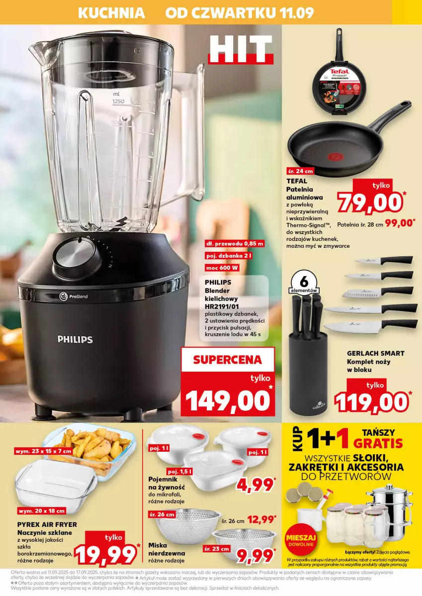 Gazetka promocyjna Kaufland - Kaufland - ważna 11.09 do 17.09.2025 - strona 15 - produkty: Blender, Dzbanek, Fa, Miska, Noż, Patelnia, Philips, Pojemnik, Por, Sok, Tefal