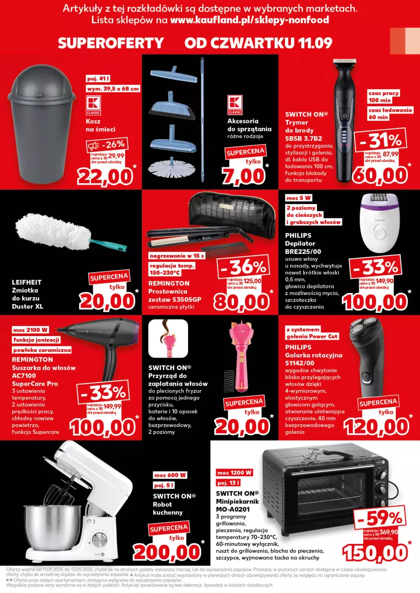 Gazetka promocyjna Kaufland - Kaufland - ważna 11.09 do 17.09.2025 - strona 21 - produkty: Blacha do pieczenia, Cień, Golarka, Gra, Grill, Kosz, Minipiekarnik, Philips, Piec, Piekarnik, Remington, Suszarka, Szczoteczka, Szczypce
