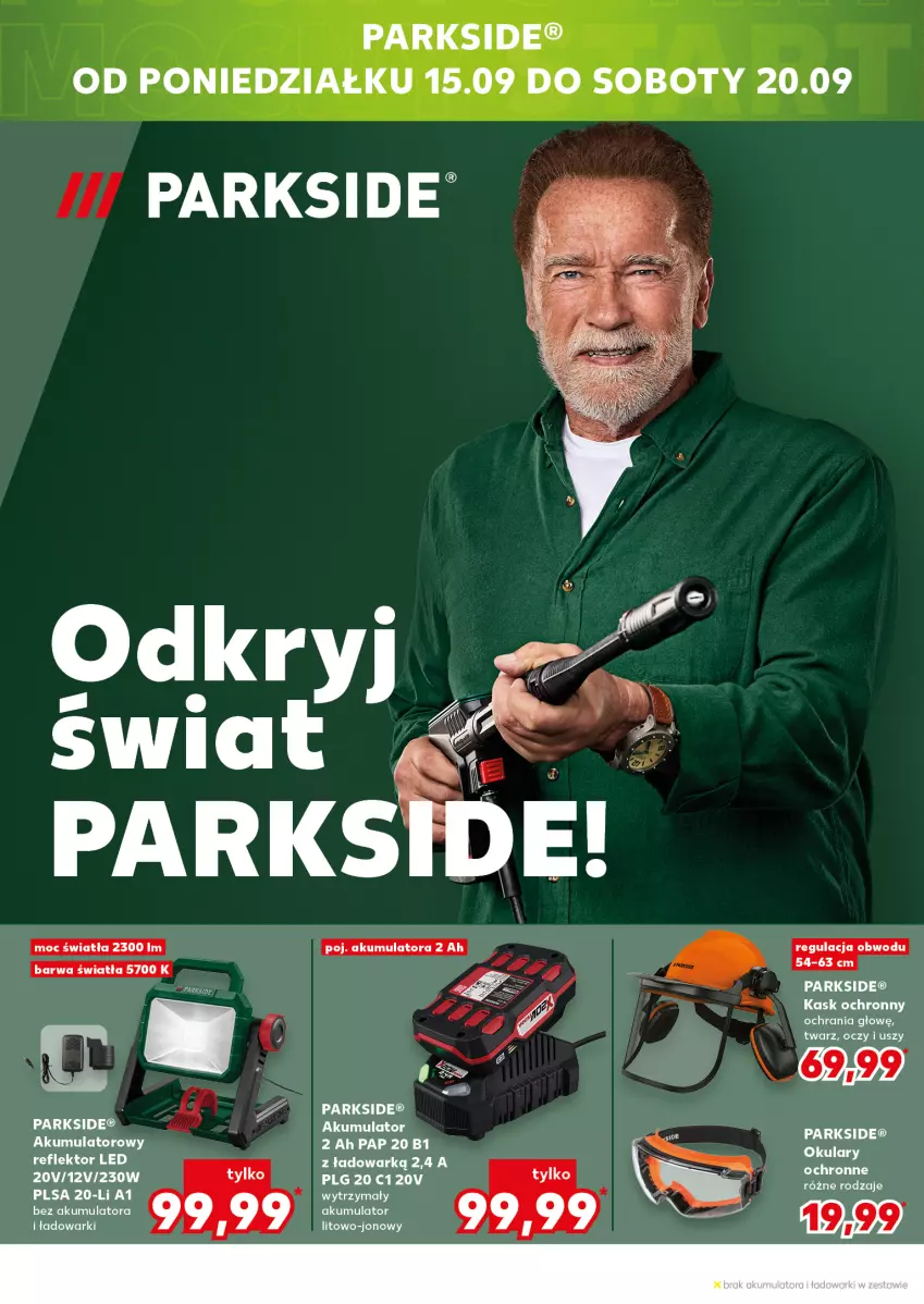 Gazetka promocyjna Kaufland - Kaufland - ważna 11.09 do 17.09.2025 - strona 24 - produkty: Akumulator, Kask, LG, Okulary ochronne, Parkside, Reflektor, Reflektor LED