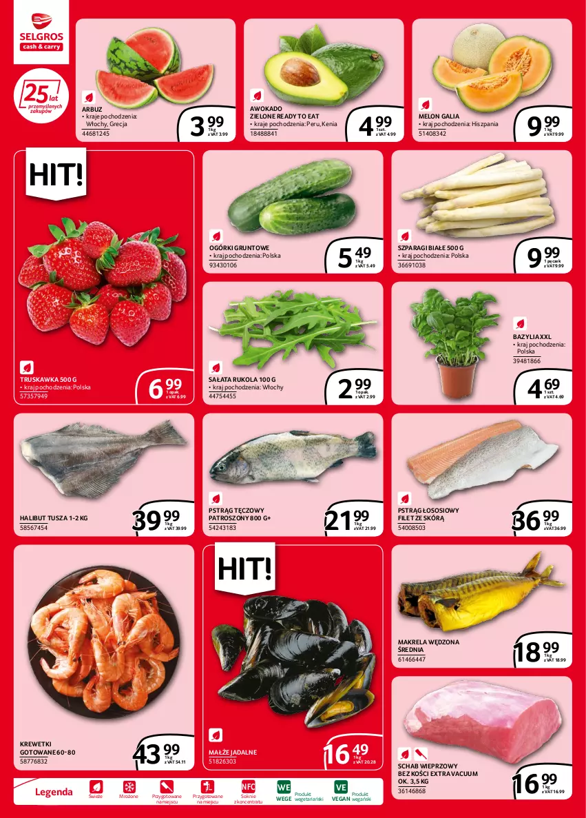 Gazetka promocyjna Selgros - Extra Oferta - ważna 02.06 do 14.06.2022 - strona 2 - produkty: Arbuz, Bazyl, Bazylia, Grunt, Halibut, Krewetki, Małże, Melon, Pstrąg, Pstrąg łososiowy, Pstrąg tęczowy, Rukola, Sałat, Schab wieprzowy, Sok, Sos, Tusz