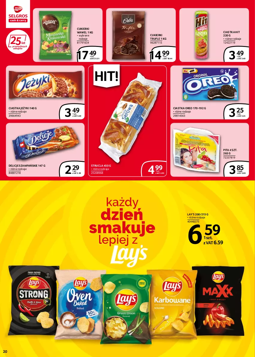 Gazetka promocyjna Selgros - Extra Oferta - ważna 02.06 do 14.06.2022 - strona 20 - produkty: Ciastka, Cukier, Cukierki, Delicje, Jeżyki, Lay’s, Oreo, Strucla, Wawel