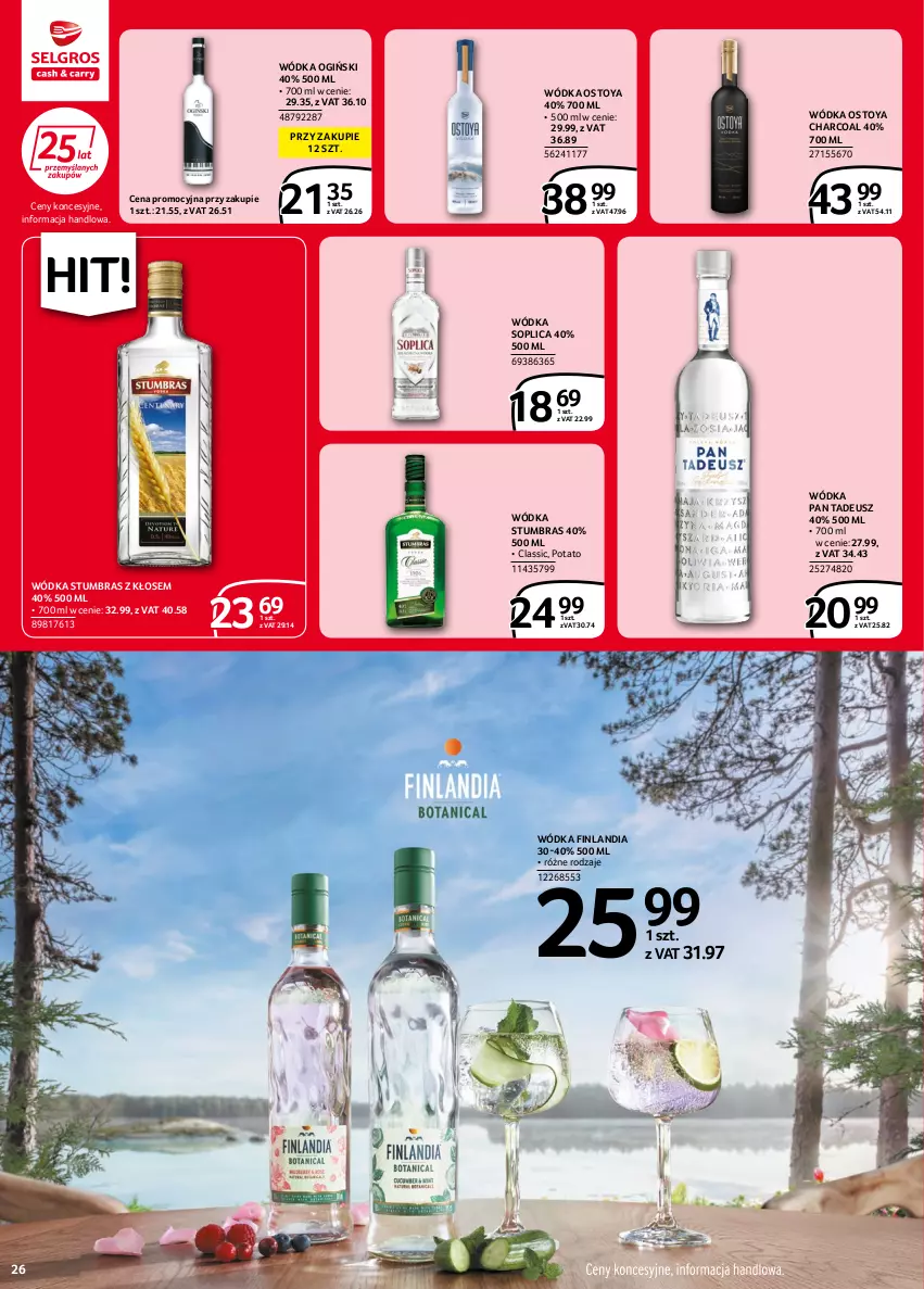 Gazetka promocyjna Selgros - Extra Oferta - ważna 02.06 do 14.06.2022 - strona 26 - produkty: Finlandia, Ogiński, Soplica, Wódka