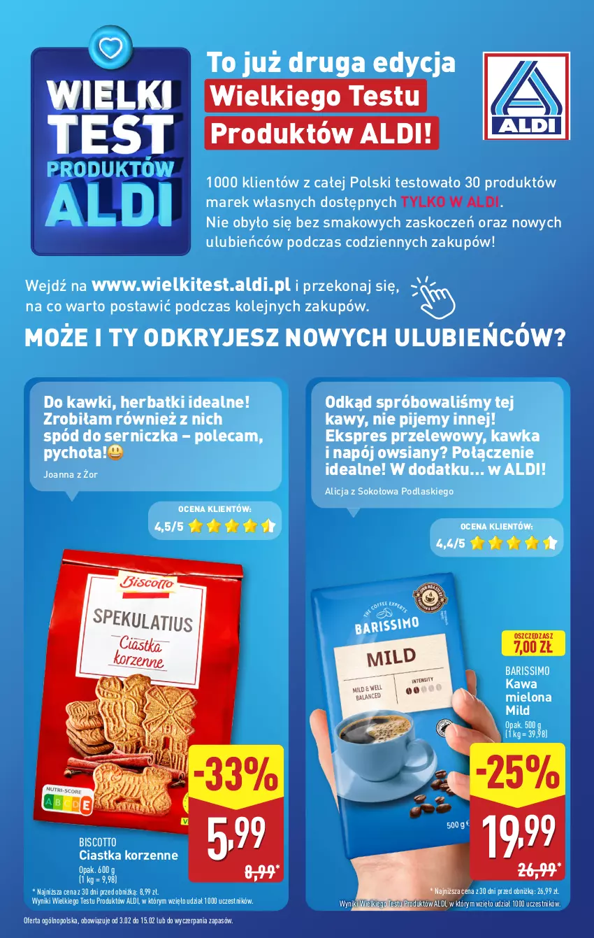 Gazetka promocyjna Aldi - Pełna oferta - ważna 10.02 do 15.02.2025 - strona 12 - produkty: Ciastka, Ekspres przelewowy, Joanna, Kawa, Kawa mielona, Koc, Napój, Olej, Podlaski, Ser, Sok