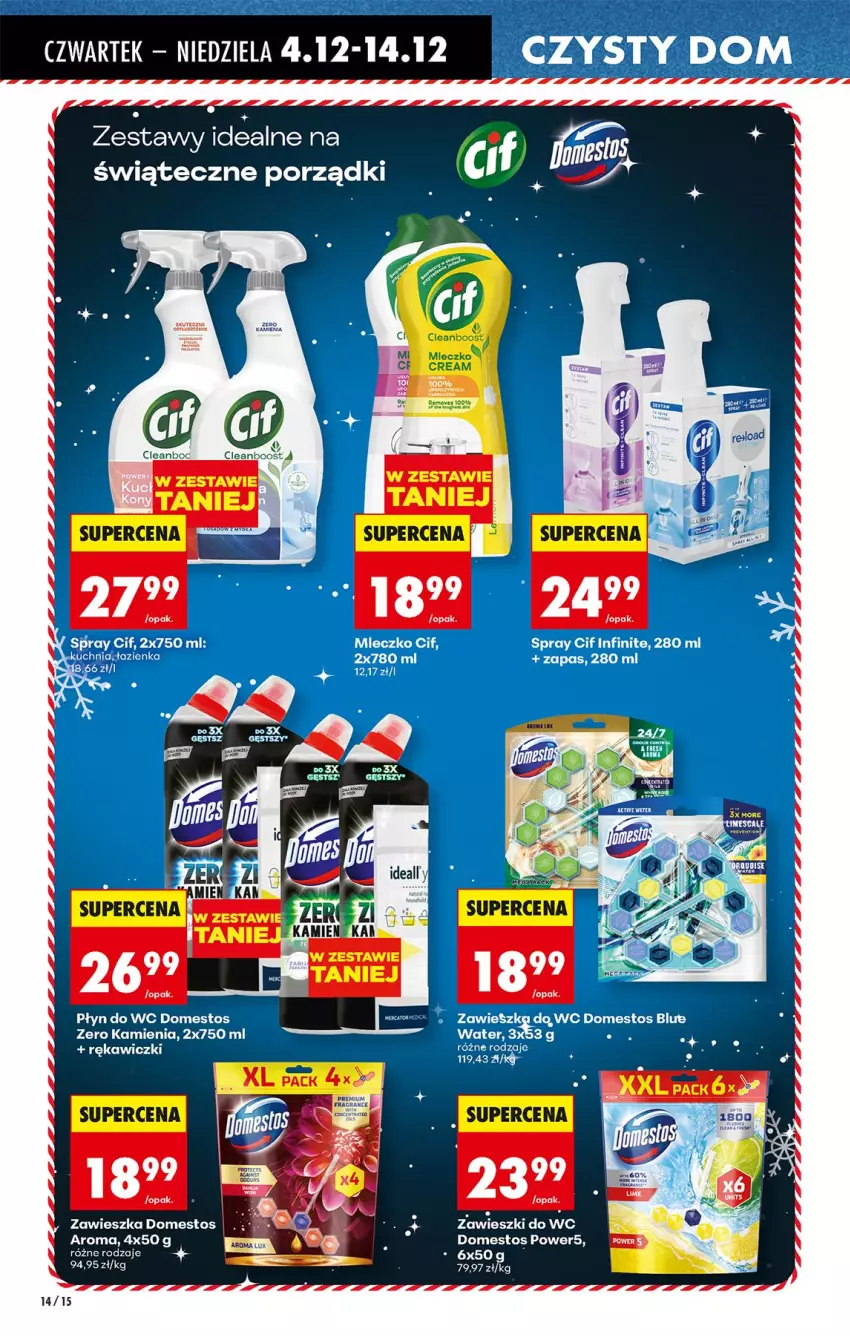 Gazetka promocyjna Biedronka - Gazetka - ważna 04.12 do 11.12.2025 - strona 14 - produkty: Cif, Domestos, Mleczko, Płyn do wc, Por, Zawieszki