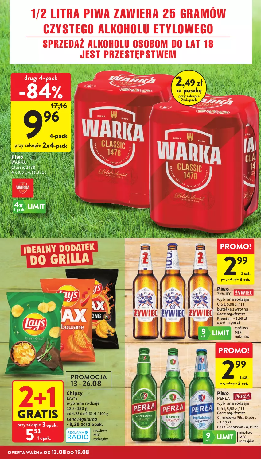 Gazetka promocyjna Intermarche - Gazetka promocyjna - ważna 13.08 do 19.08.2026 - strona 12 - produkty: Chipsy, Gra, Grill, Perła, Piwa, Piwo, Por, Warka