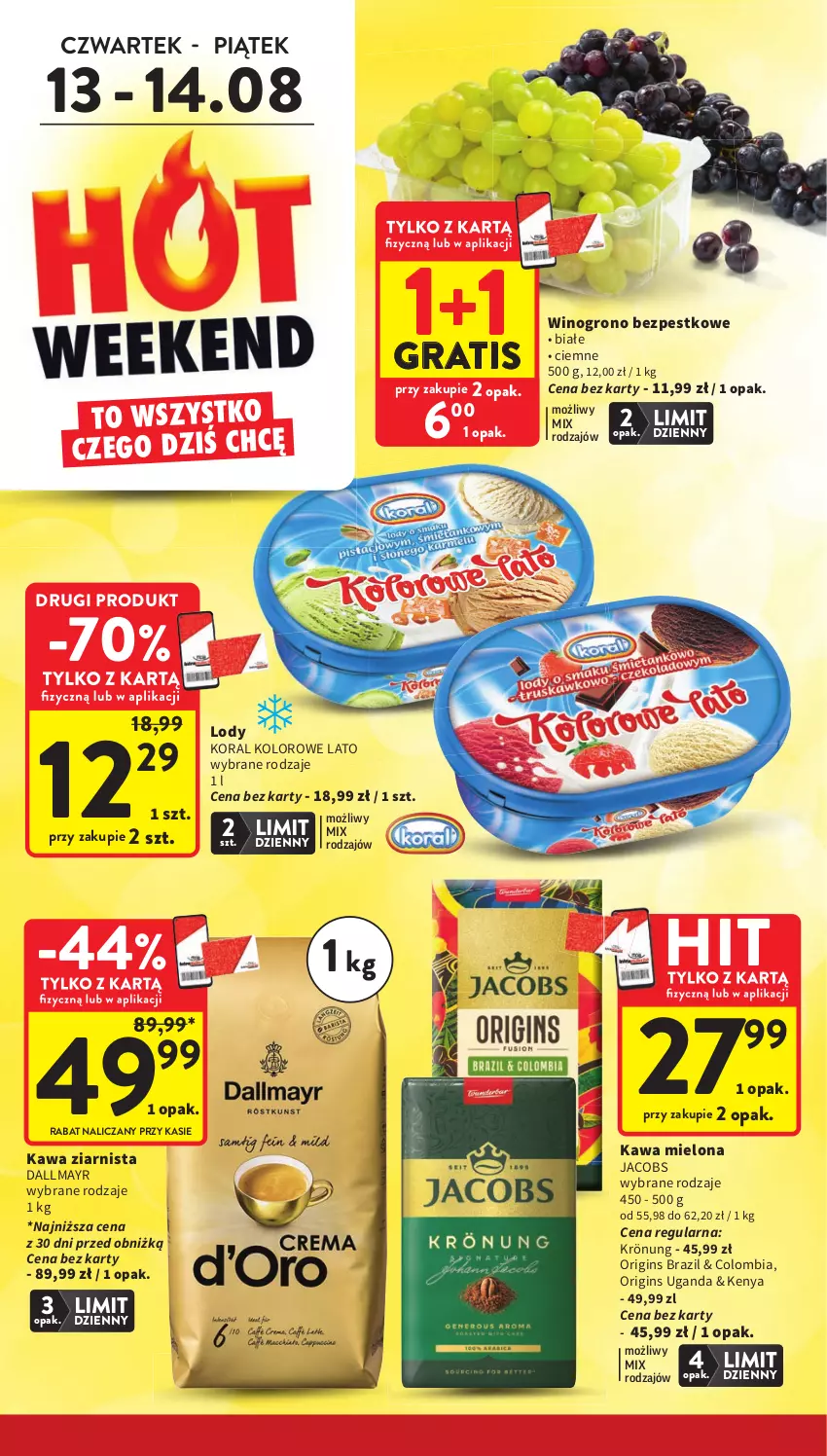 Gazetka promocyjna Intermarche - Gazetka promocyjna - ważna 13.08 do 19.08.2026 - strona 16 - produkty: Dallmayr, Gin, Gra, Jacobs, Kawa, Kawa mielona, Kawa ziarnista, Lody, Wino
