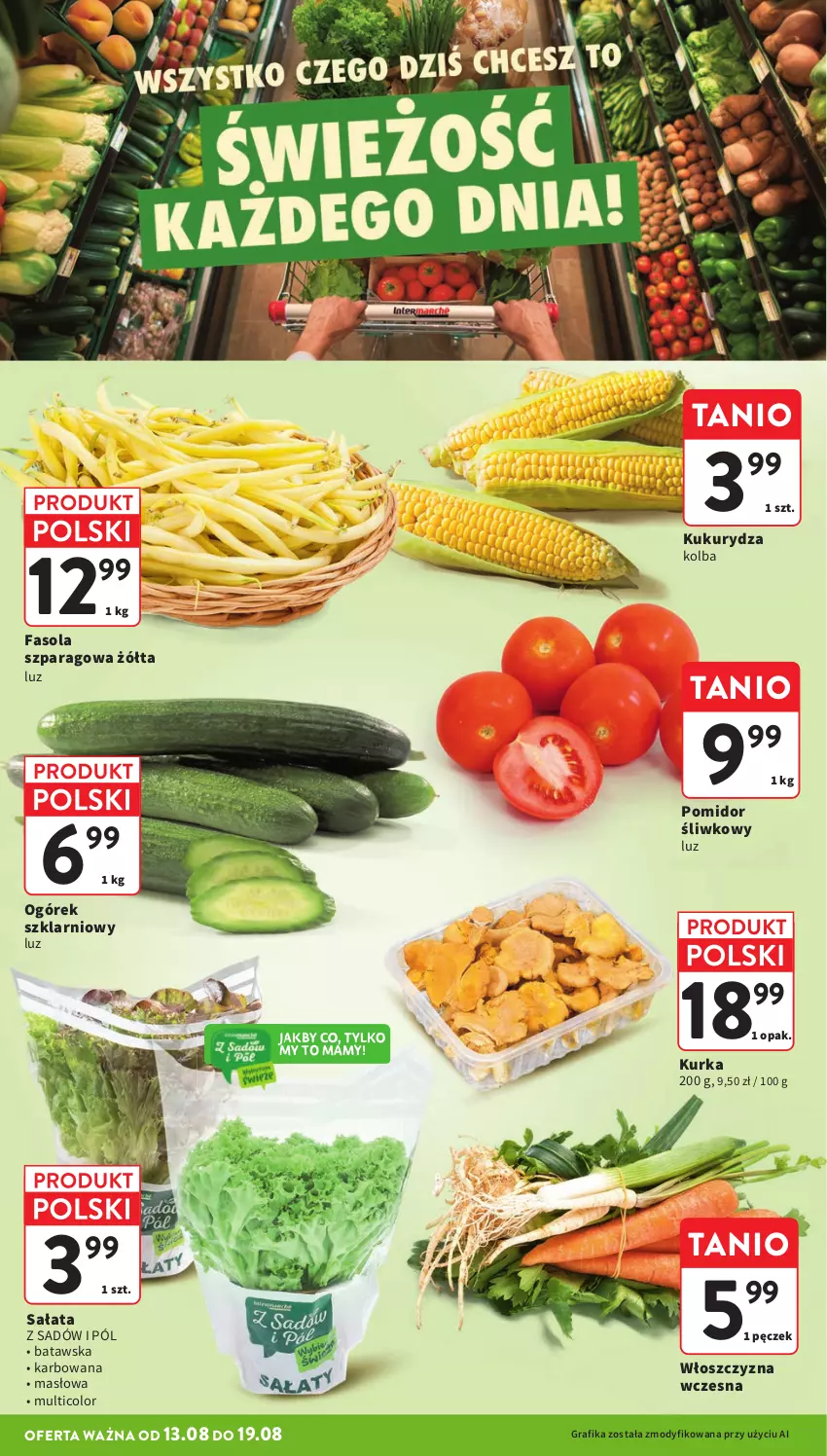 Gazetka promocyjna Intermarche - Gazetka promocyjna - ważna 13.08 do 19.08.2026 - strona 18 - produkty: Fa, Fasola, Fasola szparagowa, Gra, Grafika, Kukurydza, Masło, Ogórek, Sałat