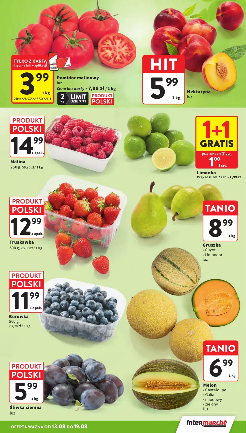 Gazetka promocyjna Intermarche - Gazetka promocyjna - ważna 13.08 do 19.08.2026 - strona 19 - produkty: Borówka, Gra, Limonka, Melon, Nektar, Pomidor malinowy