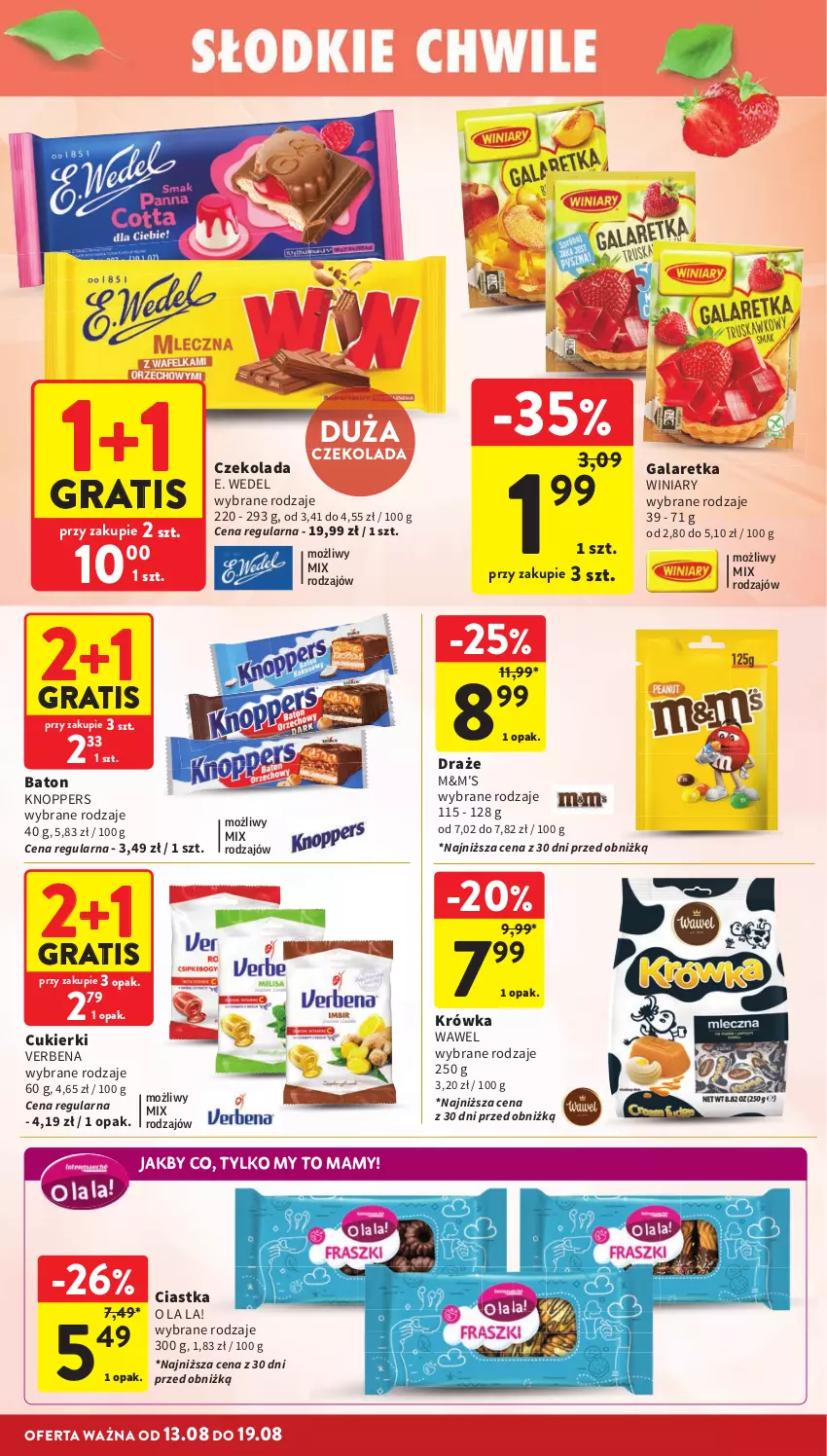 Gazetka promocyjna Intermarche - Gazetka promocyjna - ważna 13.08 do 19.08.2026 - strona 30 - produkty: Baton, Ciastka, Cukier, Cukierki, Czekolada, E. Wedel, Gala, Galaretka, Gra, Knoppers, Wawel, Winiary