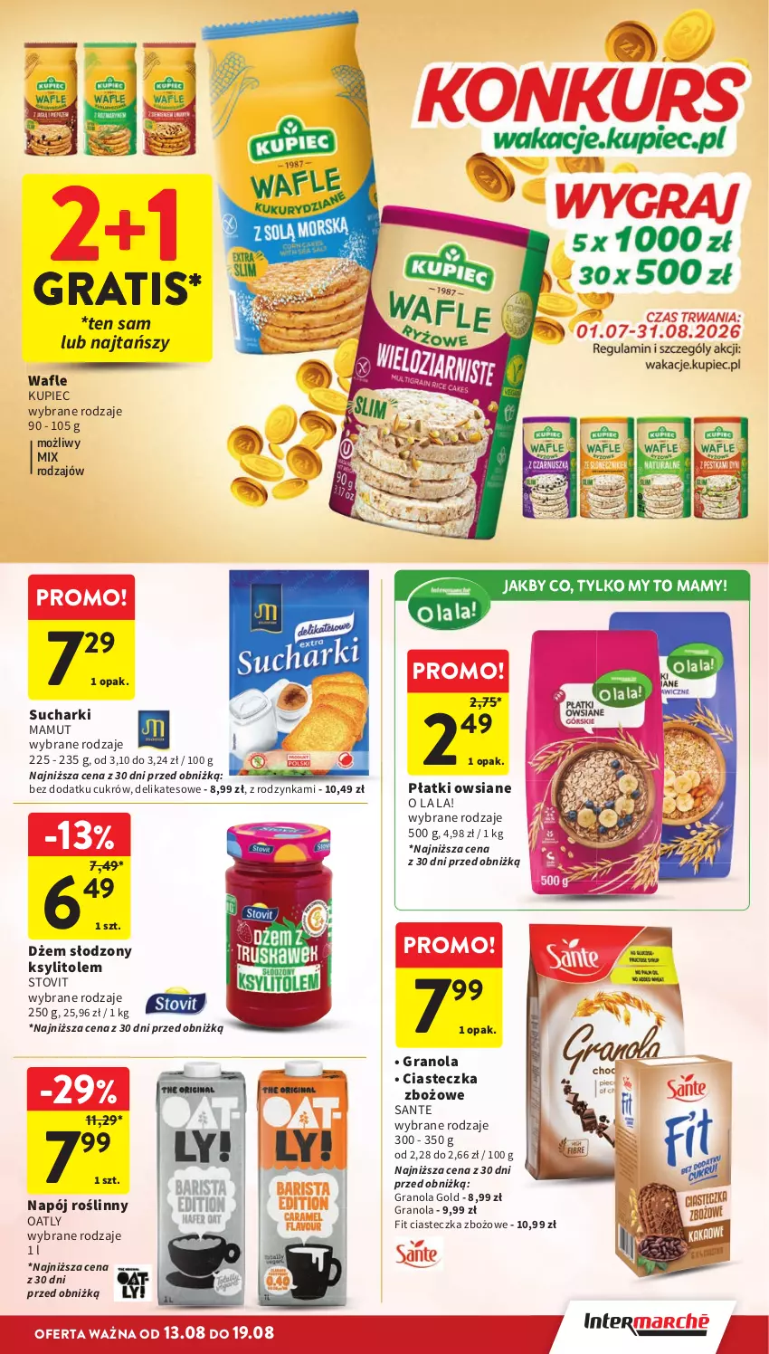 Gazetka promocyjna Intermarche - Gazetka promocyjna - ważna 13.08 do 19.08.2026 - strona 31 - produkty: Dżem, Gra, Granola, Ksylitol, Kupiec, Napój, Napój roślinny, Piec, Płatki owsiane, Sante, Wafle