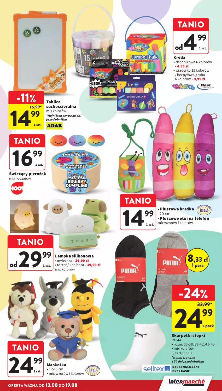 Gazetka promocyjna Intermarche - Gazetka promocyjna - ważna 13.08 do 19.08.2026 - strona 41 - produkty: Chodnik, Karp, Kredka, Puma, Skarpetki, Tablica suchościeralna, Telefon, Top, Toster