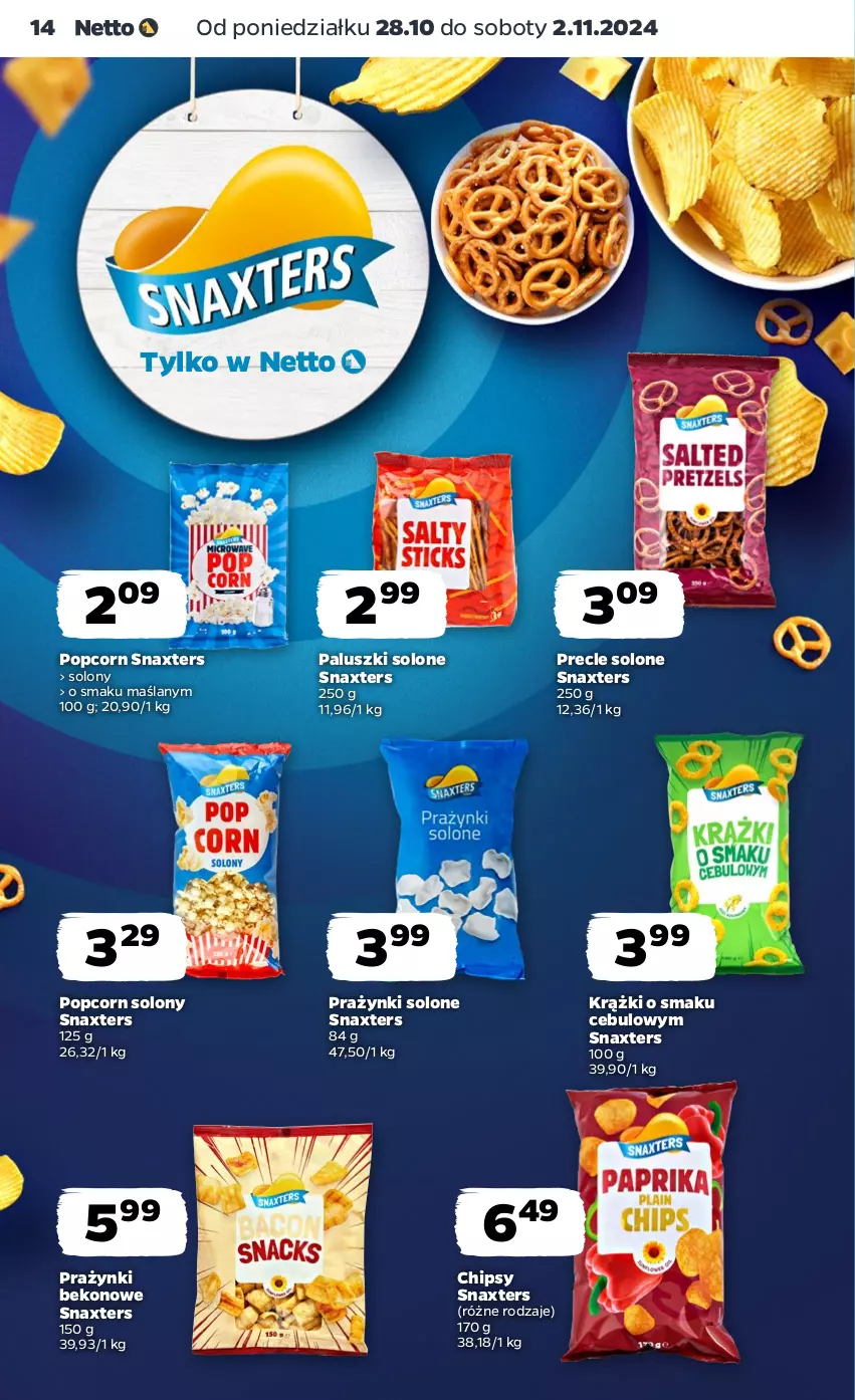 Gazetka promocyjna Netto - Netto Gazetka Food 44/24A - ważna 28.10 do 02.11.2024 - strona 14 - produkty: Beko, Chipsy, Popcorn, Precle