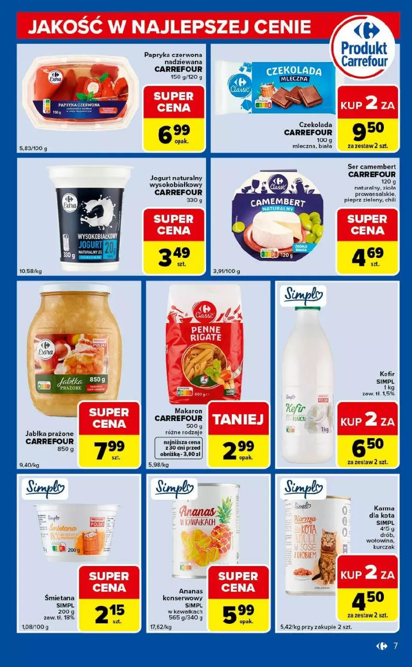 Gazetka promocyjna Carrefour - Gazetka Express - ważna 31.03 do 04.04.2026 - strona 7 - produkty: Ananas, Camembert, Czekolada, Drób, Jabłka, Jabłka prażone, Jogurt, Jogurt naturalny, Kawa, Kurczak, Makaron, Papryka, Papryka czerwona, Pieprz, Ser, Sok, Wołowina