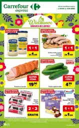 Gazetka promocyjna Carrefour - Gazetka Express - Gazetka - ważna od 04.04 do 04.04.2026 - strona 1 - produkty: Polędwica, Majonez, Sok, Gin, Sokołów, Babuni, Mleczko, Czekolada, Kiełbasa biała, Masło, Kiełbasa, Milka