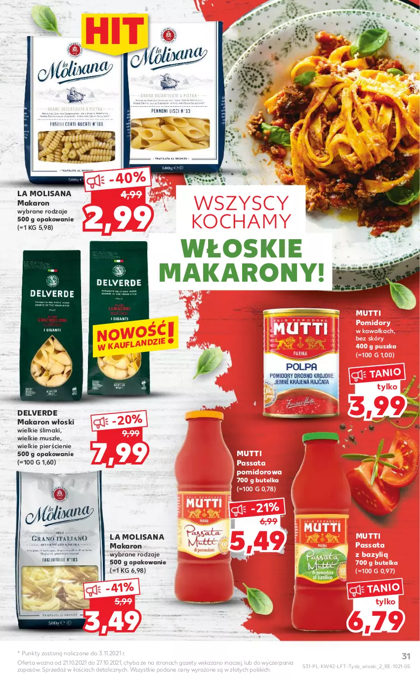 Gazetka promocyjna Kaufland - OFERTA TYGODNIA - ważna 21.10 do 27.10.2021 - strona 31 - produkty: Bazyl, Isana, Kawa, Koc, Makaron, Mus, Pomidory