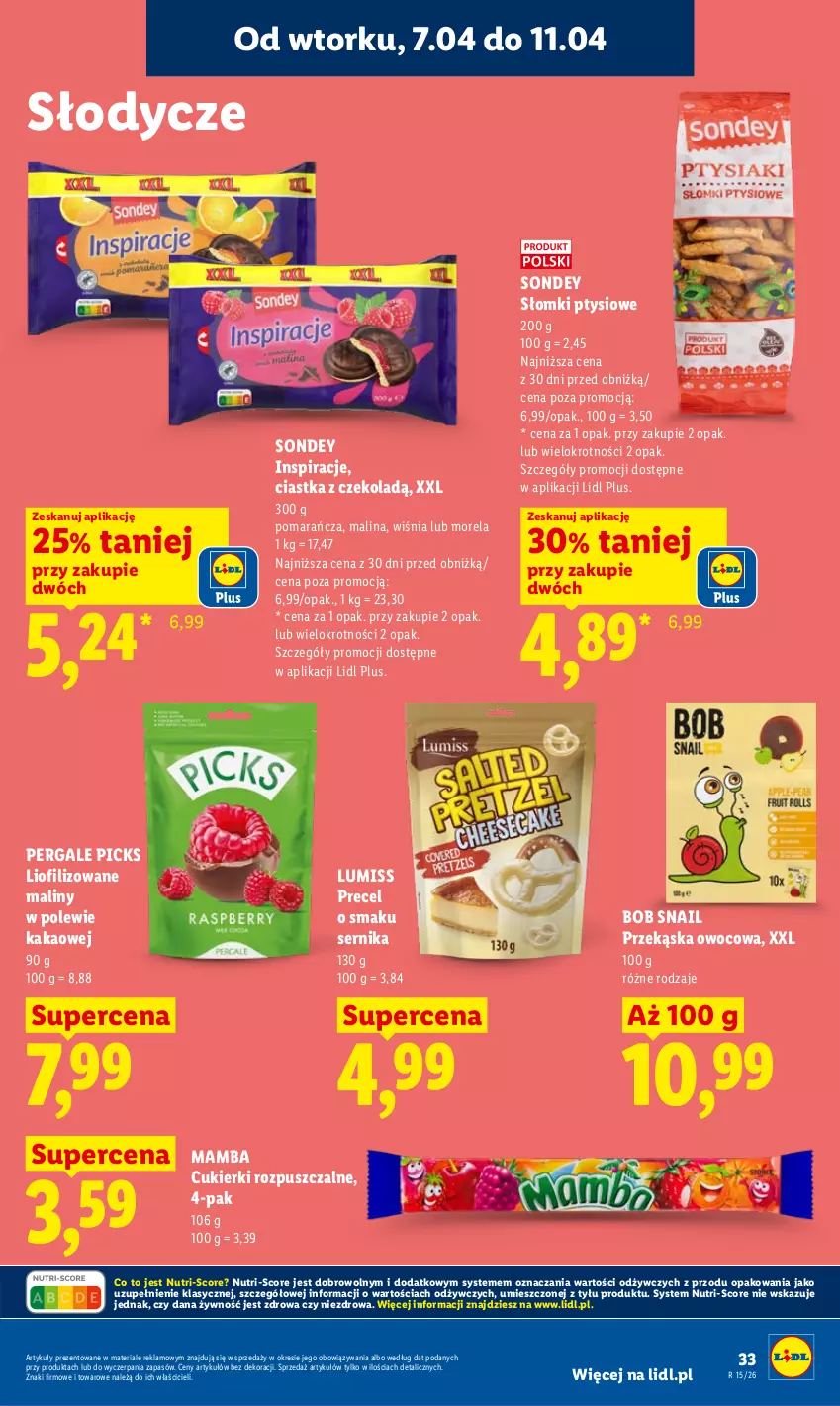 Gazetka promocyjna Lidl - Gazetka ważna od 7.04 do 8.04 - ważna 07.04 do 08.04.2026 - strona 37 - produkty: Ciastka, Cukier, Cukierki, Kakao, Maliny, Mamba, Morela, Ser