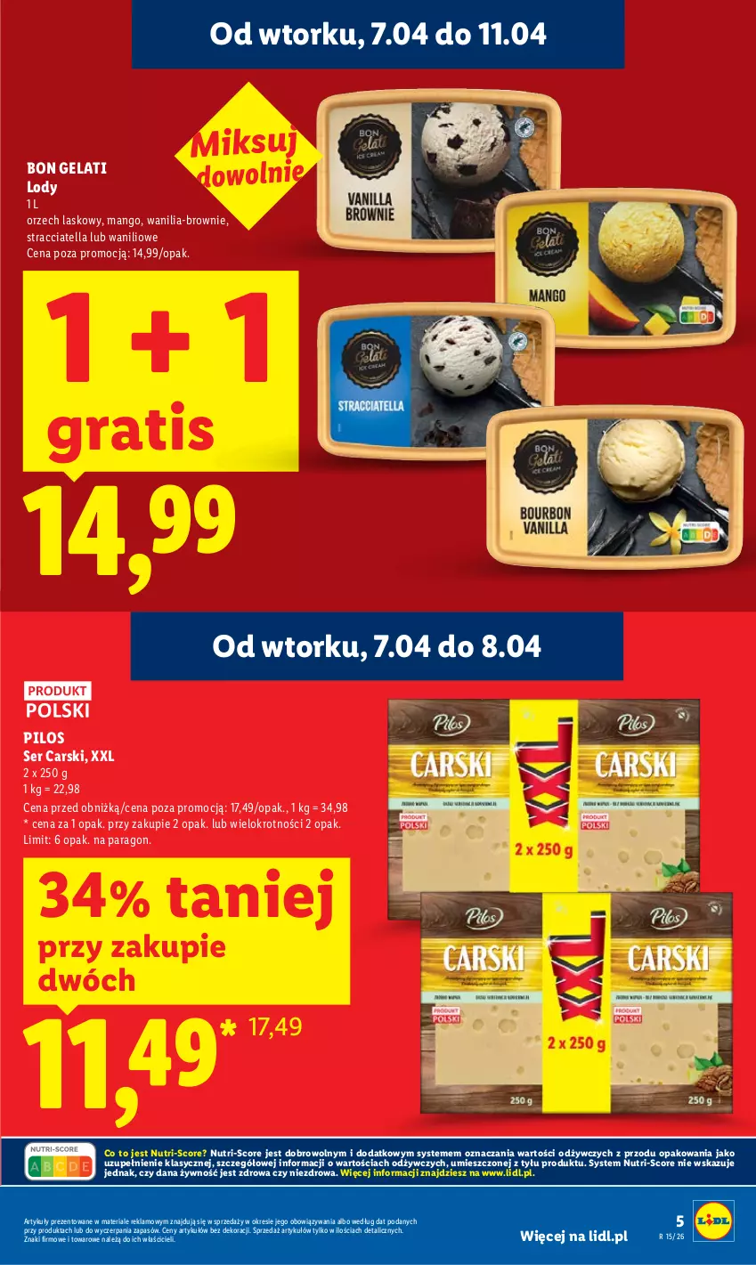 Gazetka promocyjna Lidl - Gazetka ważna od 7.04 do 8.04 - ważna 07.04 do 08.04.2026 - strona 5 - produkty: Brownie, Cars, Gra, Lody, Mango, Pilos, Ser