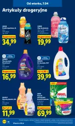 Gazetka promocyjna Lidl - Gazetka ważna od 7.04 do 8.04 - Gazetka - ważna od 08.04 do 08.04.2026 - strona 44 - produkty: Płyn do prania, Perełki zapachowe, Płyn do płukania, Flora, Ariel, Kapsułki do prania, Lenor
