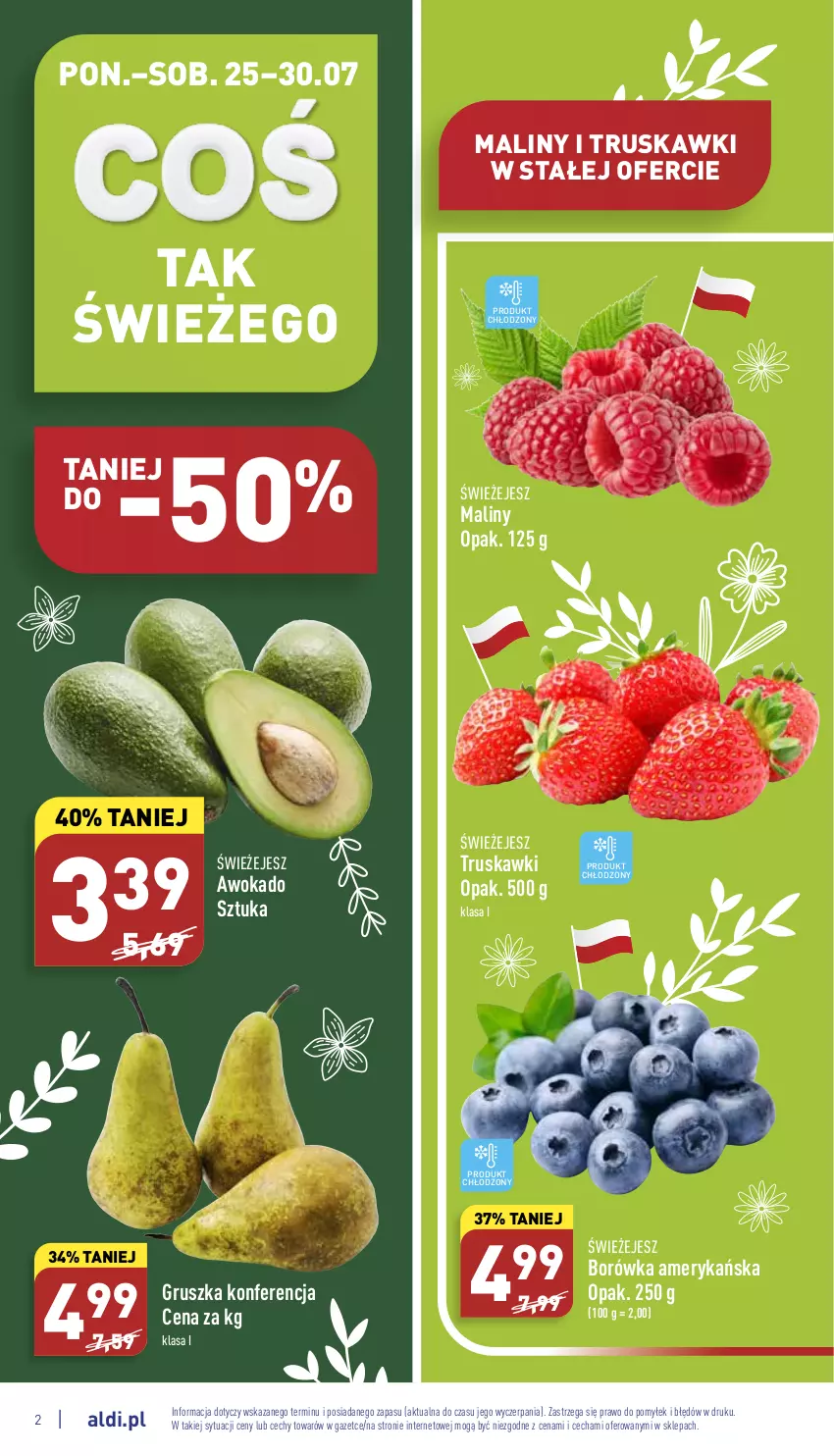 Gazetka promocyjna Aldi - Katalog spożywczy - ważna 25.07 do 30.07.2022 - strona 2 - produkty: Borówka, Borówka amerykańska, Maliny, Truskawki