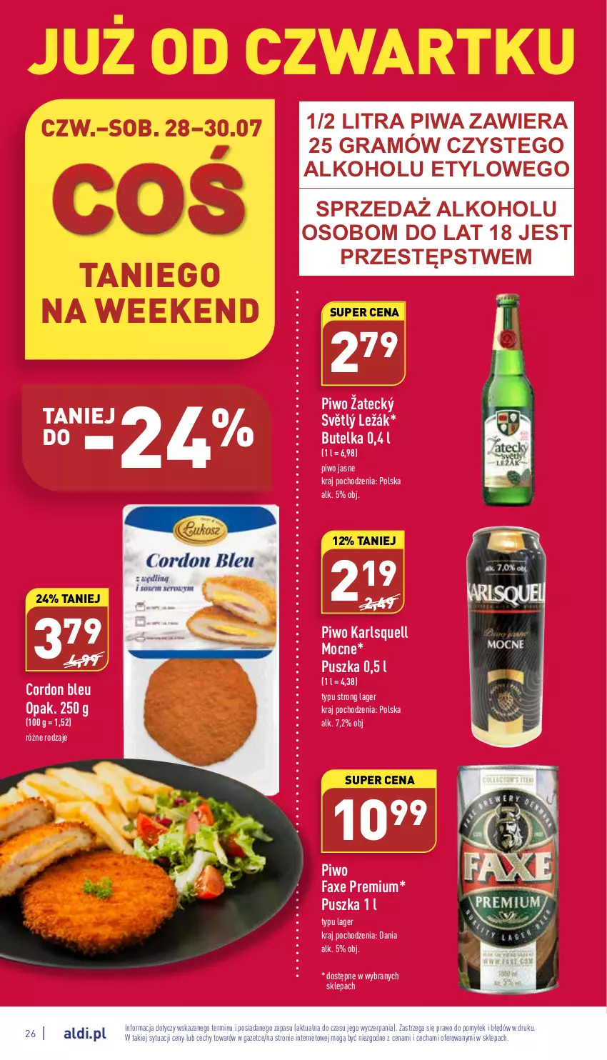 Gazetka promocyjna Aldi - Katalog spożywczy - ważna 25.07 do 30.07.2022 - strona 26 - produkty: Cordon Bleu, Fa, Gra, Karlsquell, Piwa, Piwo, Piwo jasne