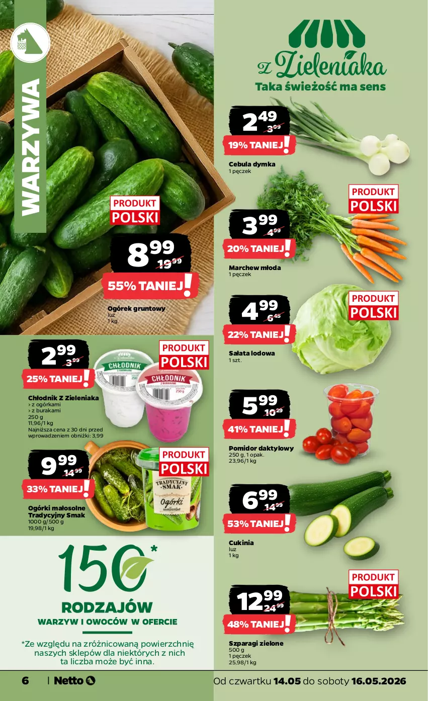 Gazetka promocyjna Netto - Od Czwartku - ważna 14.05 do 16.05.2026 - strona 6 - produkty: Cebula, Grunt, Ogórek, Sałat, Sałata lodowa, Warzywa