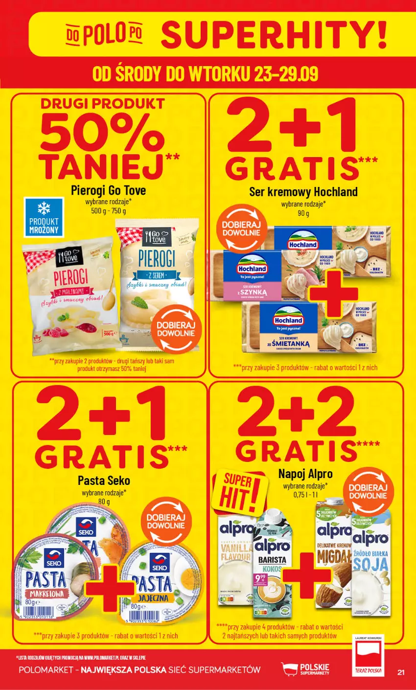 Gazetka promocyjna PoloMarket - Gazetka POLOmarket - ważna 23.09 do 29.09.2026 - strona 21 - produkty: Alpro, Hochland, Pierogi, SEKO, Ser