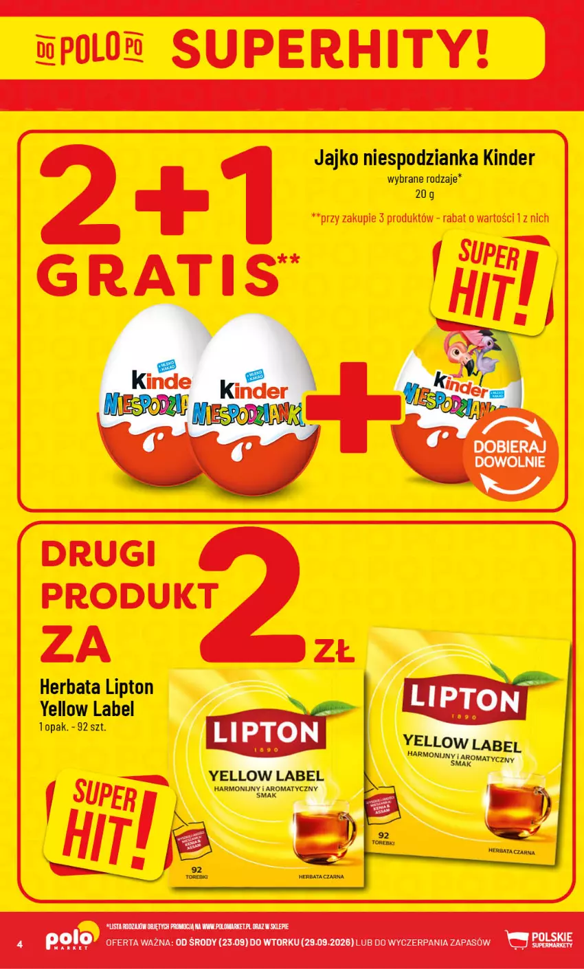 Gazetka promocyjna PoloMarket - Gazetka POLOmarket - ważna 23.09 do 29.09.2026 - strona 4 - produkty: Herbata, Kinder, Lipton