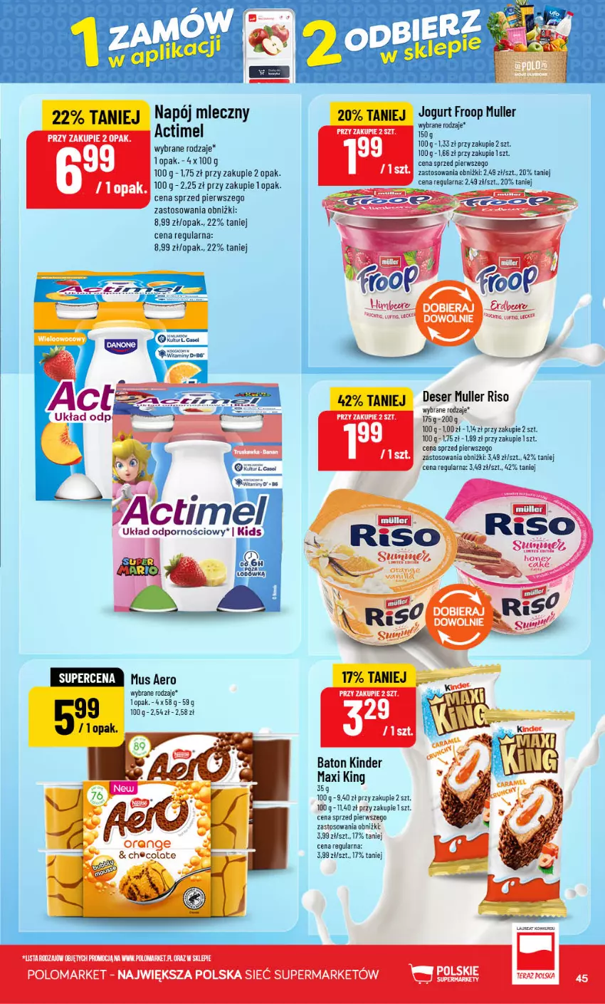 Gazetka promocyjna PoloMarket - Gazetka POLOmarket - ważna 23.09 do 29.09.2026 - strona 45 - produkty: Actimel, Baton, Deser, Jogurt, Kinder, Laur, Napój, Napój mleczny, Ser