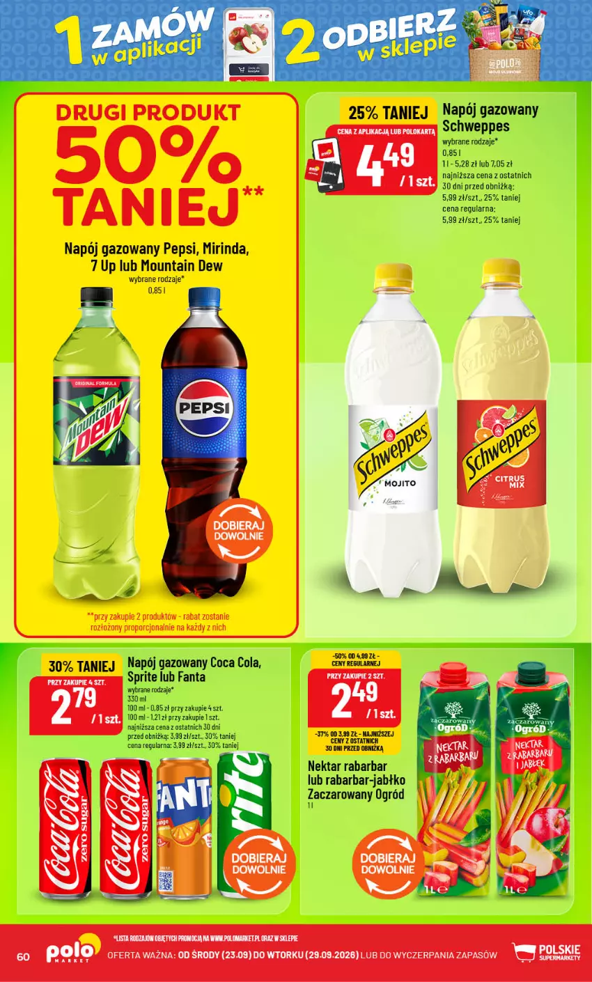 Gazetka promocyjna PoloMarket - Gazetka POLOmarket - ważna 23.09 do 29.09.2026 - strona 60 - produkty: Fa, Fanta, Mirinda, Napój, Napój gazowany, Nektar, Ogród, Pepsi, Schweppes, Sprite