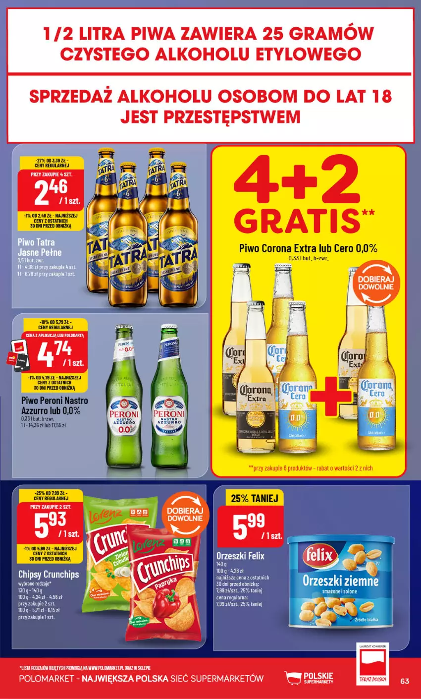 Gazetka promocyjna PoloMarket - Gazetka POLOmarket - ważna 23.09 do 29.09.2026 - strona 63 - produkty: Chipsy, Corona Extra, Felix, Orzeszki, Piwo