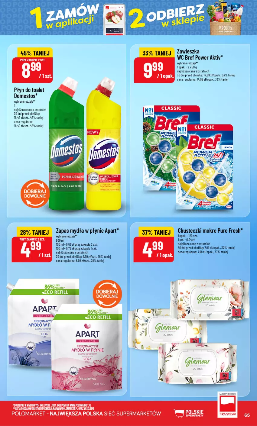 Gazetka promocyjna PoloMarket - Gazetka POLOmarket - ważna 23.09 do 29.09.2026 - strona 65 - produkty: Bref, Chusteczki, Domestos, Flora, Laur, Mydło, Mydło w płynie, Pur, Zapas mydła w płynie