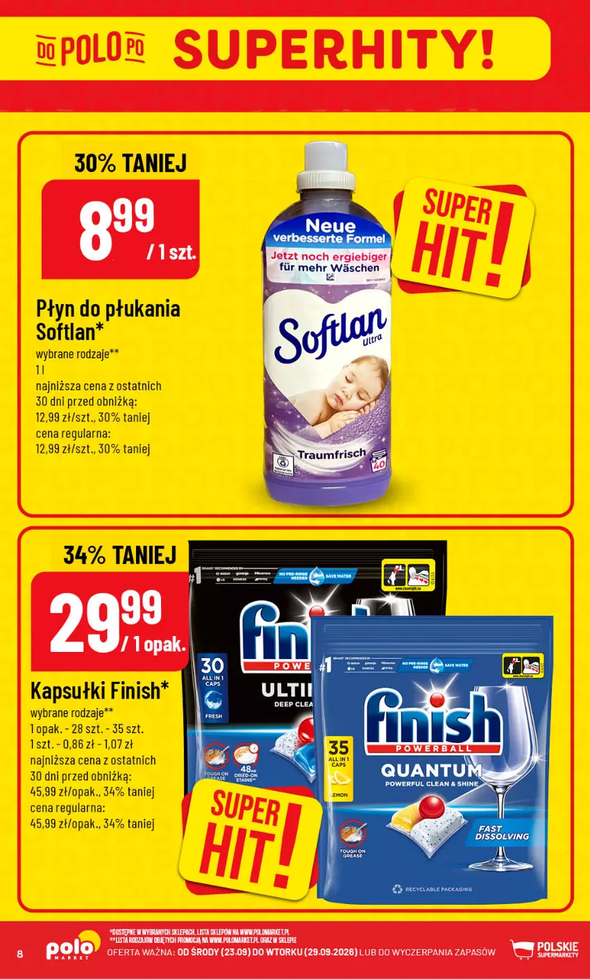 Gazetka promocyjna PoloMarket - Gazetka POLOmarket - ważna 23.09 do 29.09.2026 - strona 8 - produkty: Finish, Płyn do płukania