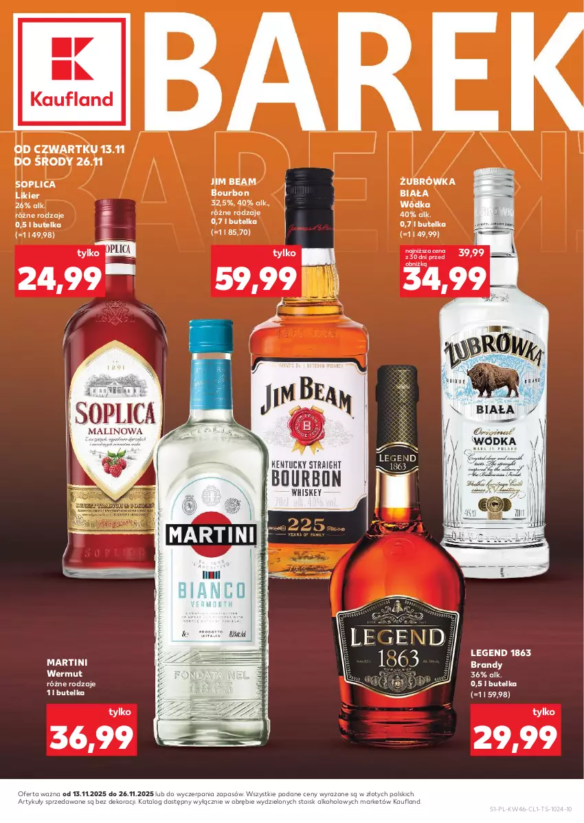 Gazetka promocyjna Kaufland - Barek Kauflandu - ważna 13.11 do 26.11.2025 - strona 1 - produkty: Bourbon, Brandy, Jim Beam, Likier, Martini, Soplica, Wódka