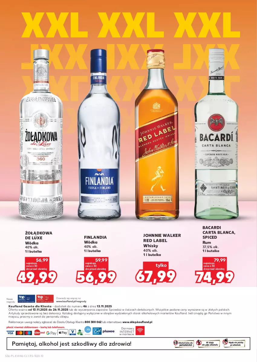 Gazetka promocyjna Kaufland - Barek Kauflandu - ważna 13.11 do 26.11.2025 - strona 36 - produkty: Bacardi, Finlandia, Johnnie Walker, Mięta, Rum, Wagi, Whisky, Wódka