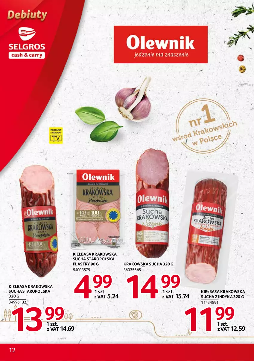 Gazetka promocyjna Selgros - Debiuty w Selgros - ważna 14.10 do 27.10.2021 - strona 12 - produkty: Kiełbasa, Kiełbasa krakowska