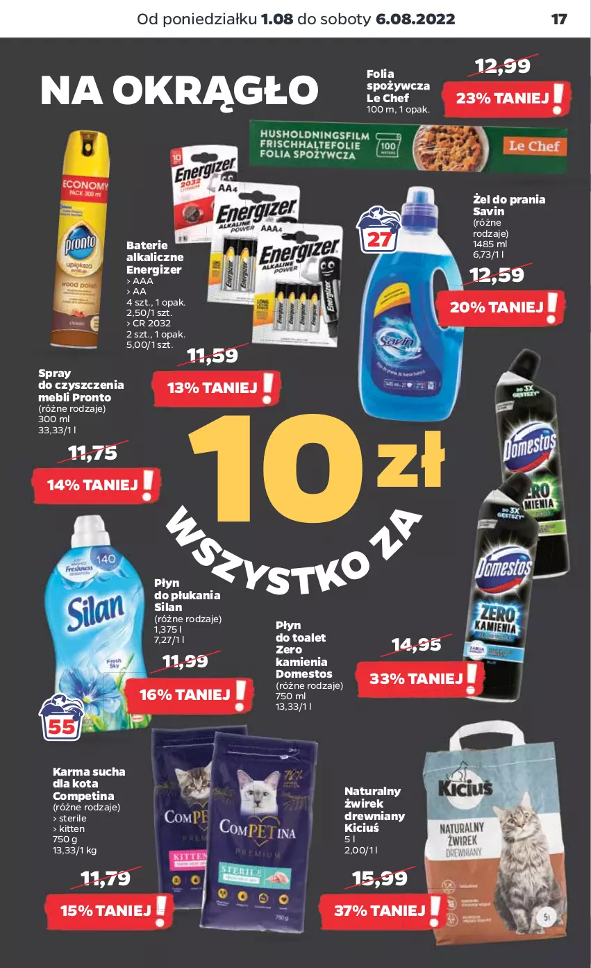 Gazetka promocyjna Netto - Artykuły spożywcze - ważna 01.08 do 06.08.2022 - strona 17 - produkty: Baterie alkaliczne, Domestos, Energizer, Płyn do płukania, Pronto, Silan, Spray do czyszczenia