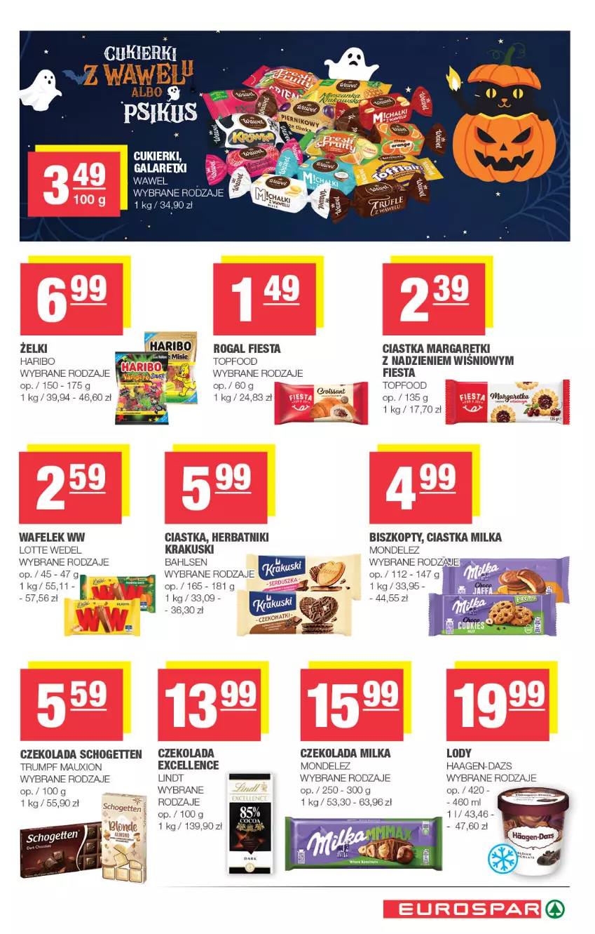 Gazetka promocyjna Spar - EuroSpar - ważna 21.10 do 01.11.2026 - strona 11 - produkty: Biszkopty, Ciastka, Czekolada, Fa, Haribo, Herbatniki, Krakus, Krakuski, Lindt, Lody, Milka, Rogal, Rum, Schogetten, Top, Wafelek, Wawel