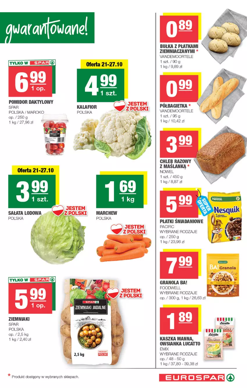 Gazetka promocyjna Spar - EuroSpar - ważna 21.10 do 01.11.2026 - strona 3 - produkty: Ba!, Bagietka, Bułka, Chleb, Cif, Danio, Gra, Granola, Kalafior, NBA, Nesquik, Owsianka, Półbagietka, Sałat, Sałata lodowa, Ziemniaki