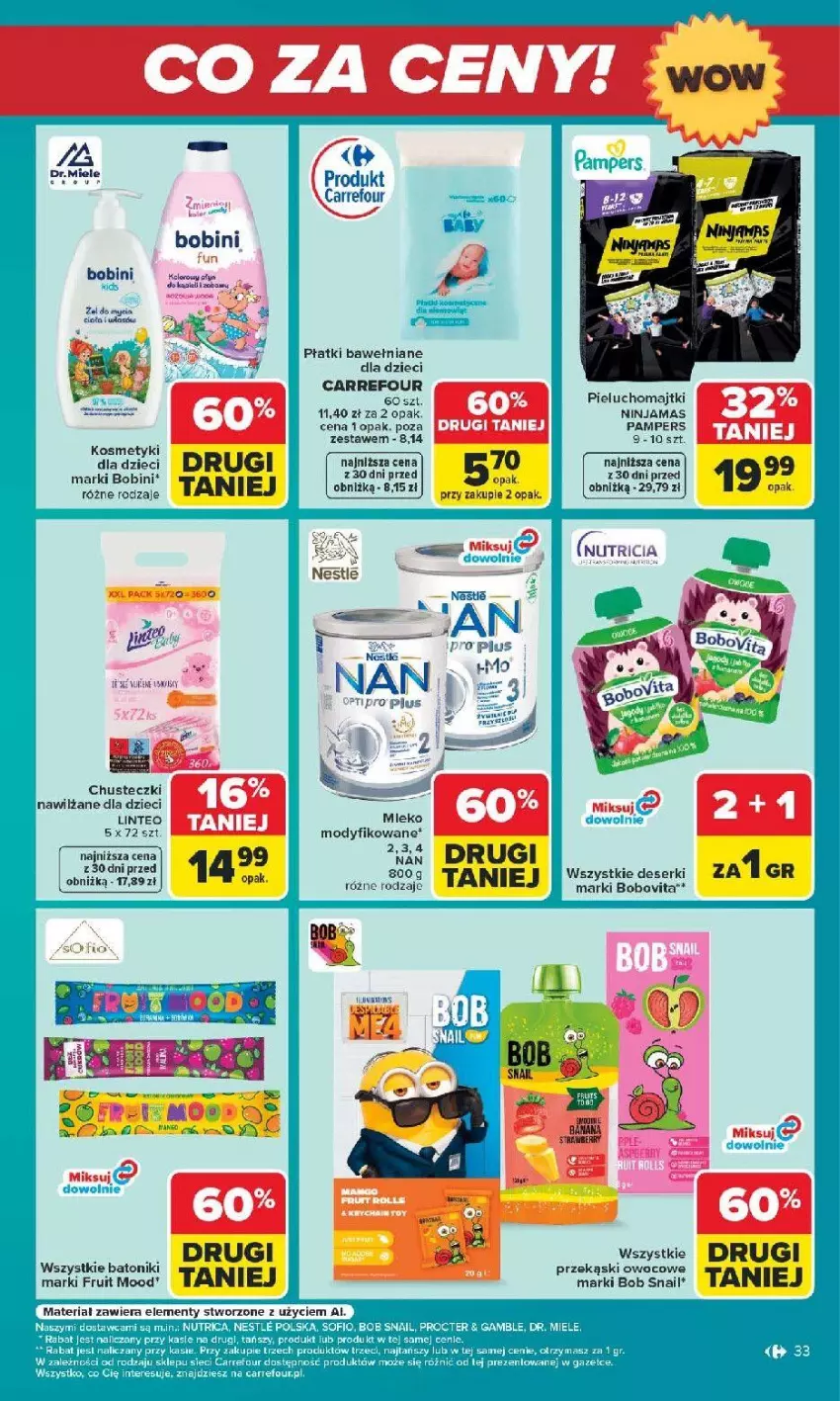 Gazetka promocyjna Carrefour - Gazetka Carrefour Arkadia w SUMIE Zmieniliśmy się dla Ciebie - ważna 24.08 do 30.08.2026 - strona 33 - produkty: Baton, Chusteczki, Deser, Dzieci, Kosmetyki dla dzieci, Majtki, Mleko, Mleko modyfikowane, Pampers, Pieluchomajtki, Ser, Tonik