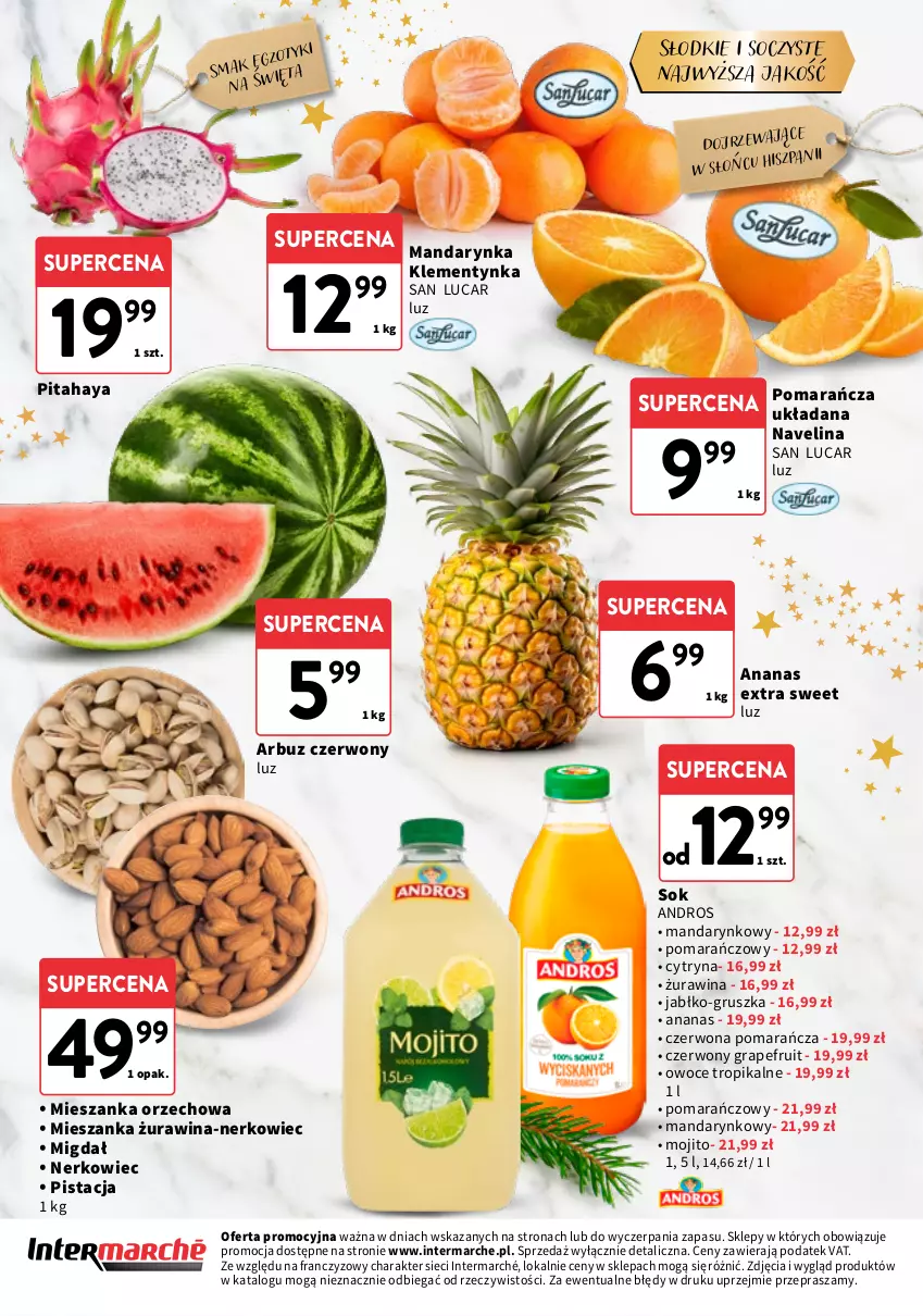Gazetka promocyjna Intermarche - Katalog Świąteczne Delikatesy - ważna 04.12 do 23.12.2025 - strona 12 - produkty: Ananas, Arbuz, Gra, Mieszanka orzechowa, Owoce, Pitahaya, Sok
