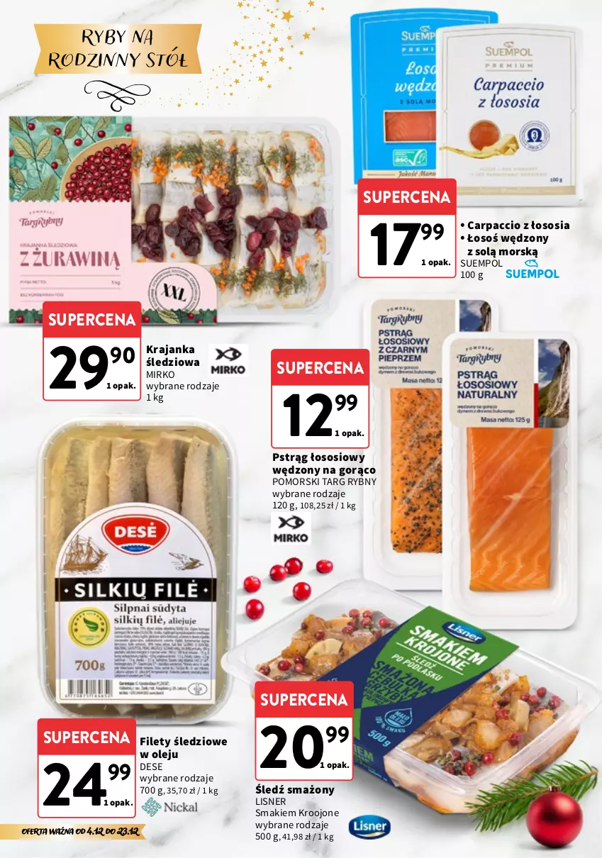 Gazetka promocyjna Intermarche - Katalog Świąteczne Delikatesy - ważna 04.12 do 23.12.2025 - strona 8 - produkty: Carpaccio, Krajanka śledziowa, Lisner, Olej, Pstrąg, Pstrąg łososiowy, Sos, Stół, Suempol