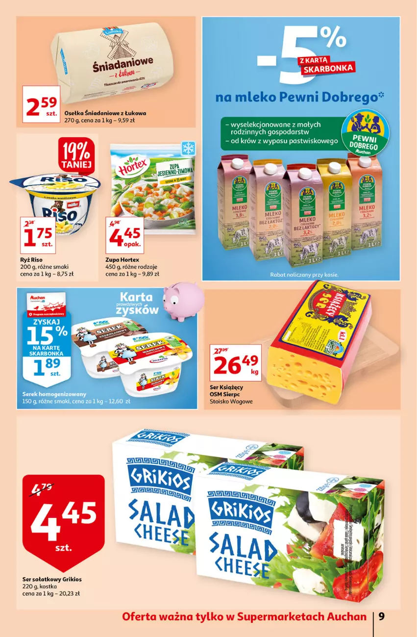 Gazetka promocyjna Auchan - Maxi Paki Niskie Ceny Supermarkety - ważna 13.01 do 19.01.2022 - strona 9 - produkty: Hortex, Mleko, Ryż, Sałat, Ser, Zupa