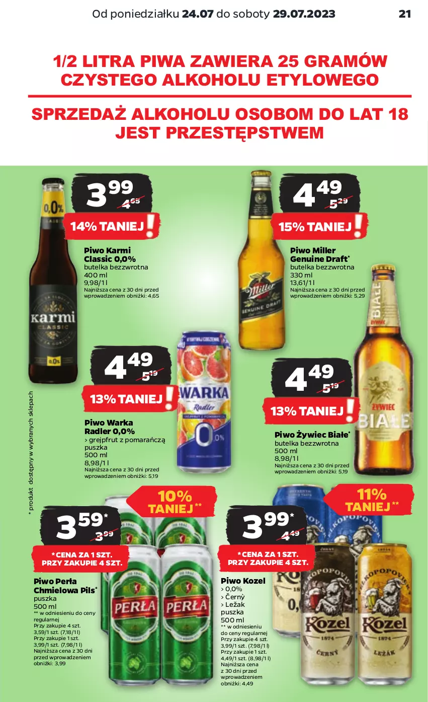 Gazetka promocyjna Netto - Artykuły spożywcze - ważna 24.07 do 29.07.2023 - strona 21 - produkty: Gra, Grejpfrut, Karmi, Kozel, Perła, Piwa, Piwo, Radler, Warka