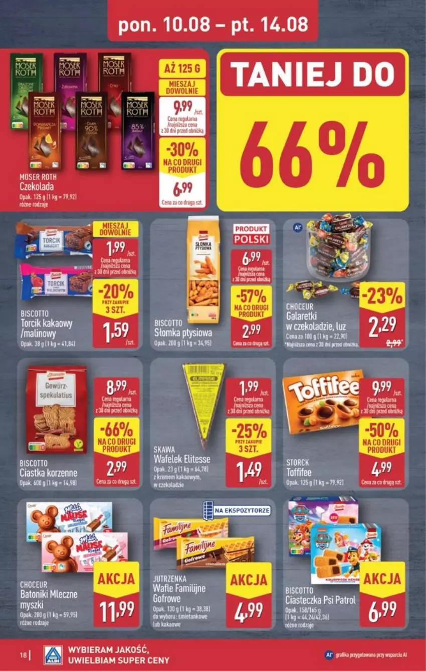 Gazetka promocyjna Aldi - Pełna oferta - ważna 10.08 do 14.08.2026 - strona 18 - produkty: Ciastka, Czekolada, Fa, Gala, Galaretki, Jutrzenka, Psi Patrol
