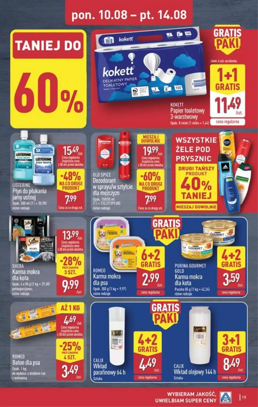 Gazetka promocyjna Aldi - Pełna oferta - ważna 10.08 do 14.08.2026 - strona 19 - produkty: Fa, Gra, Olej, Papier, Papier toaletowy, Pur, Purina, Rum, Sheba, Wkład olejowy